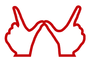 Hands forming the letter "W" icon