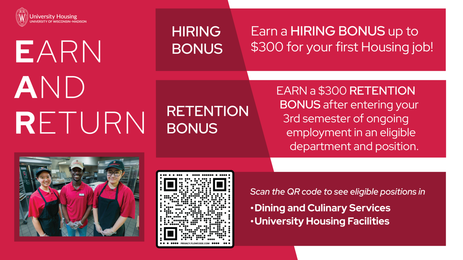 Student Jobs Earn and Return Hiring and Retention Bonus Information.